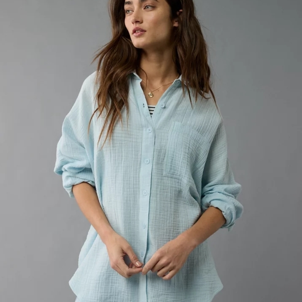 American Eagle Outfitters Soft Blue Shirt